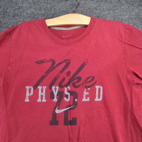 Nike Men's PHYS. ED Standard Fit T-Shirt Red Large Short Sleeve Crew Neck Cotton - Picture 3 of 14